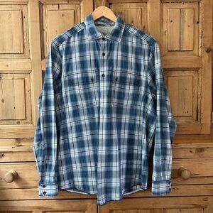 Men's Tommy Bahama Denim Medium Button Front Shirt Blue Plaid Long Sleeve Casual